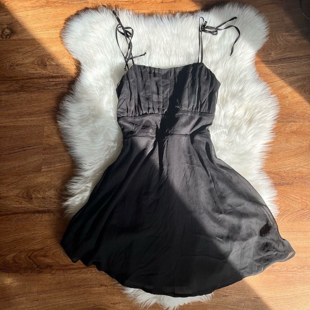 Trixxi Y2K Chiffon Lined Mini Black Circle Dress Fairy Whimsy Goth Medium